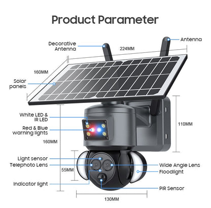 CRONY ST-558-6MP-12X-4G Dual Lens Zoom Solar Battery Camera - Edragonmall.com