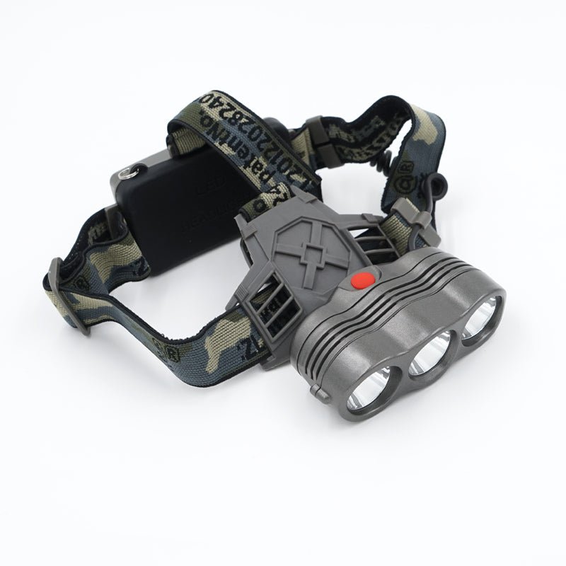 CRONY Strong light high power LED rechargeable 3 head light source headlight bulb outdoor - Edragonmall.com