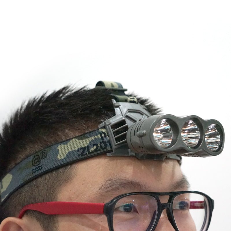 CRONY Strong light high power LED rechargeable 3 head light source headlight bulb outdoor - Edragonmall.com