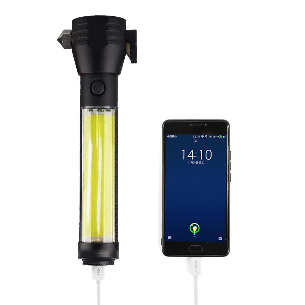 CRONY T09 Solar Usb Rechargeable Led Flashlight Solar Portable Hand Light Car Emergency Rescue Hammer Tool Safety Escape Hammer Compass - Edragonmall.com