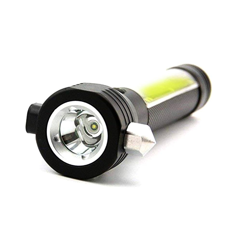 CRONY T09 Solar Usb Rechargeable Led Flashlight Solar Portable Hand Light Car Emergency Rescue Hammer Tool Safety Escape Hammer Compass - Edragonmall.com