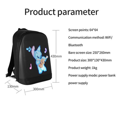 CRONY T2 AD LED display backpack light screen waterproof smart back packs bag led display backpack with led screen - Edragonmall.com