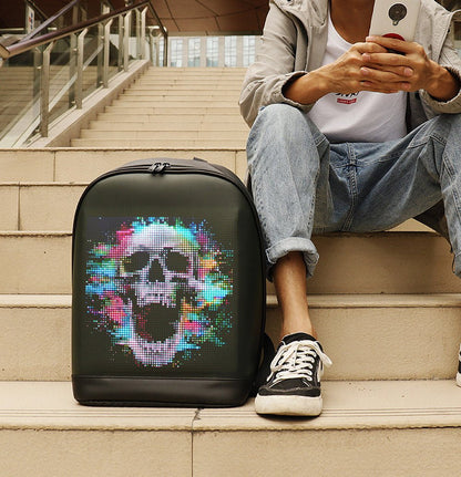 CRONY T2 AD LED display backpack light screen waterproof smart back packs bag led display backpack with led screen - Edragonmall.com