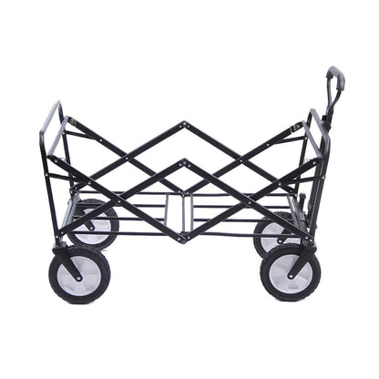 CRONY TC3015 Folding Cart Heavy Duty Collapsible Folding Wagon Utility Shopping Outdoor Camping Garden Cart | Black - Edragonmall.com