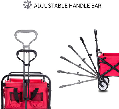 CRONY TC3015 Folding Cart Heavy Duty Collapsible Folding Wagon Utility Shopping Outdoor Camping Garden Cart | Black - Edragonmall.com