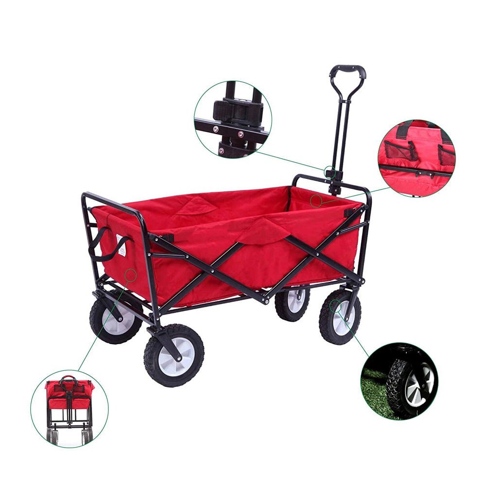 CRONY TC3015 Folding Cart Heavy Duty Collapsible Folding Wagon Utility Shopping Outdoor Camping Garden Cart | BLUE - Edragonmall.com