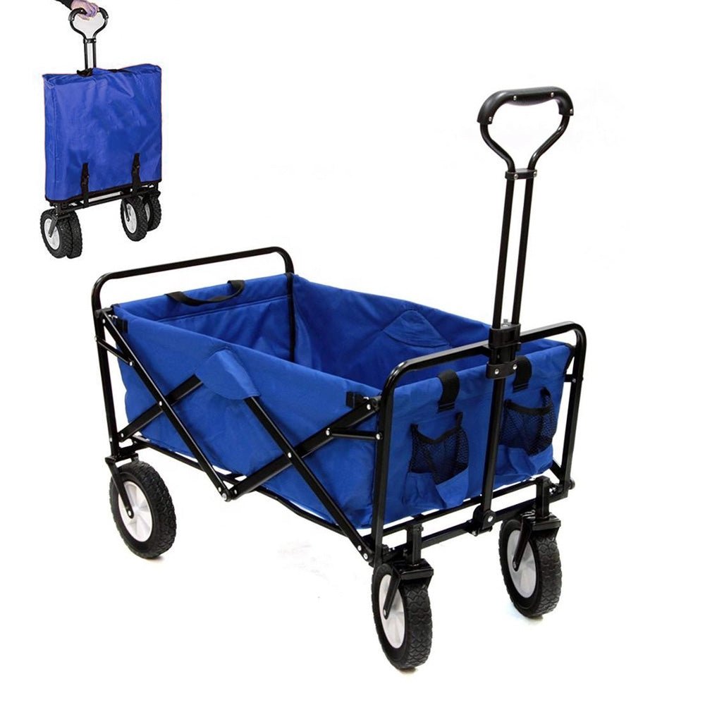 CRONY TC3015 Folding Cart Heavy Duty Collapsible Folding Wagon Utility Shopping Outdoor Camping Garden Cart | BLUE - Edragonmall.com
