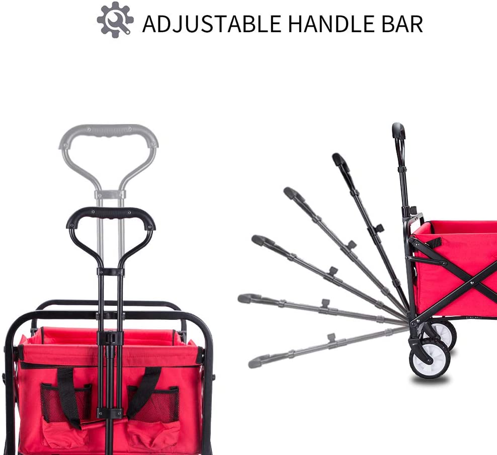 CRONY TC3015 Folding Cart Heavy Duty Collapsible Folding Wagon Utility Shopping Outdoor Camping Garden Cart | Green - Edragonmall.com