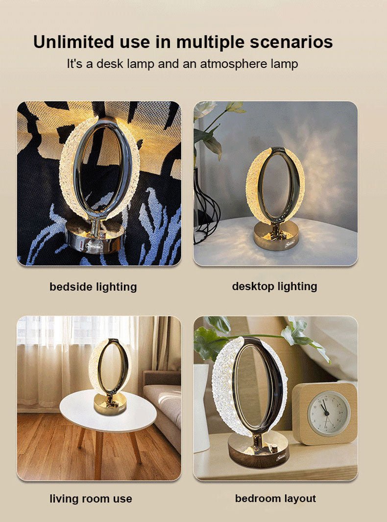 CRONY Three-color touch charging star eye lamp Modern Luxury Crystal Desk Lamp Bedroom Portable Night Light - Edragonmall.com