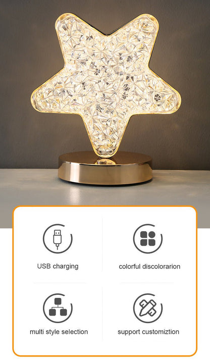 CRONY Three-color touch charging star eye lamp Modern Luxury Crystal Desk Lamp Bedroom Portable Night Light - Edragonmall.com