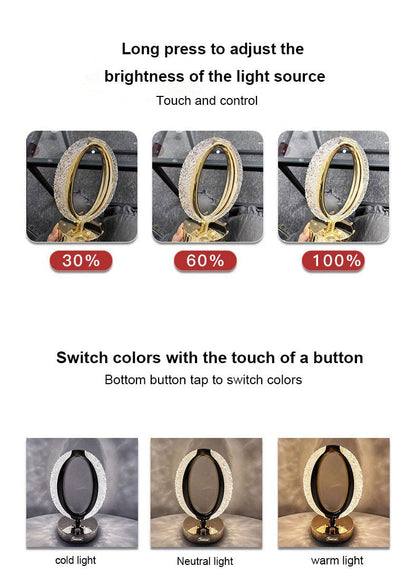 CRONY Three-color touch charging star eye lamp Modern Luxury Crystal Desk Lamp Bedroom Portable Night Light - Edragonmall.com