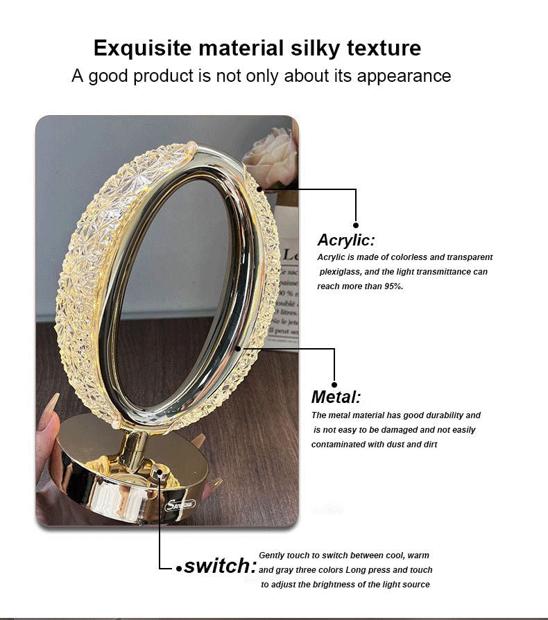 CRONY Three-color touch charging star eye lamp Modern Luxury Crystal Desk Lamp Bedroom Portable Night Light - Edragonmall.com