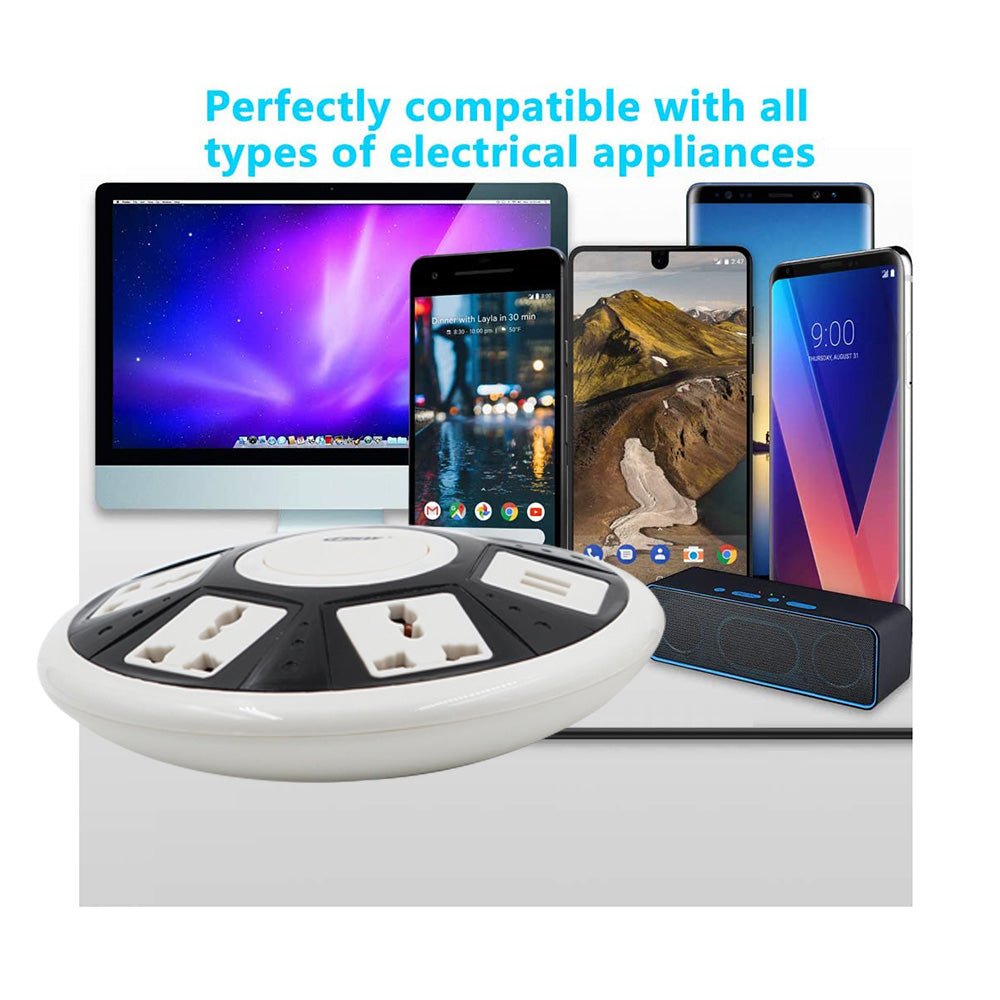 Crony UFO 5 way socket with 2 usb - Edragonmall.com