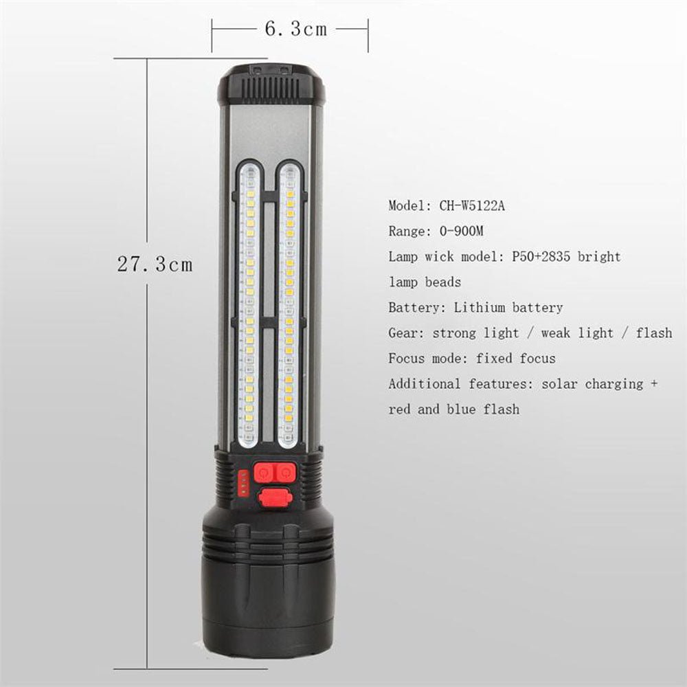 CRONY W5121A Solar Energy Flashlight for Home Type-C Rechargeable Strong Light P50 Super Bright Flashlight Super Battery Life - Edragonmall.com