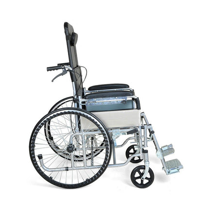 CRONY XT-D-004 Hand-pushed semi-lying wheelchair With toilet Convenient four-brake wheelchair, multifunctional folding wheelchair - Edragonmall.com