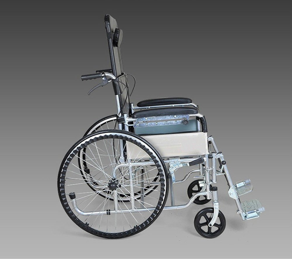 CRONY XT-D-004 Hand-pushed semi-lying wheelchair With toilet Convenient four-brake wheelchair, multifunctional folding wheelchair - Edragonmall.com