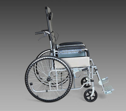 CRONY XT-D-004 Hand-pushed semi-lying wheelchair With toilet Convenient four-brake wheelchair, multifunctional folding wheelchair - Edragonmall.com