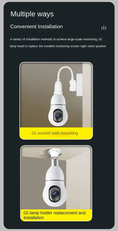 CRONY Y25-1080P light bulb IP Camera dual frequency 2.4g 5g network two-way voice automatic tracking - Edragonmall.com