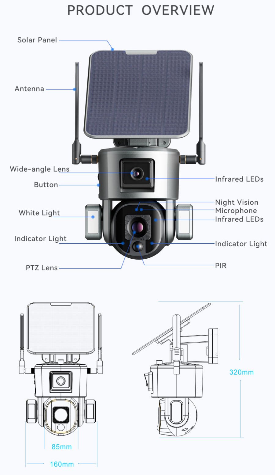 CRONY Y5 4G-4K-8MP-4X Solar Dual Linkage Battery PTZ Camera 8MP Wireless CCTV Camera Outdoor IP66 Waterproof Solar Dual Camera - Edragonmall.com