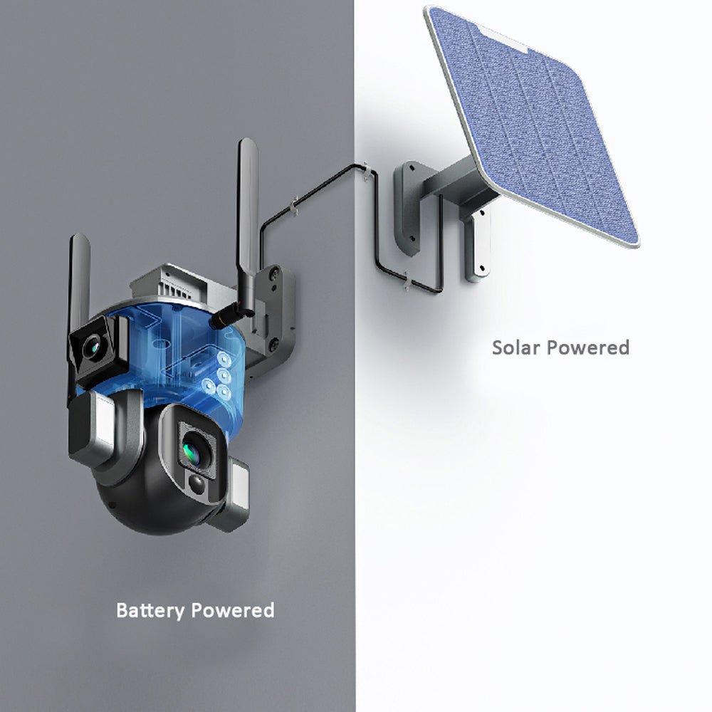 CRONY Y5 WiFi-4K-8MP-4X Solar Dual Linkage Battery PTZ Camera 8MP Wireless CCTV Camera Outdoor IP66 Waterproof Solar Dual Camera - Edragonmall.com