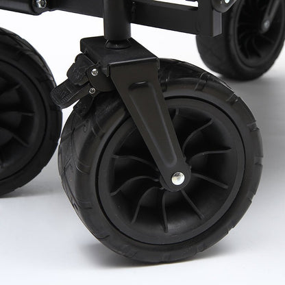 CRONY Ym-003 Folding Shopping Cart With Cover For Beachside Camping Outdoor Heavy Duty Portable Trolley /Black - Edragonmall.com