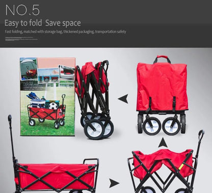 CRONY Ym-003 Folding Shopping Cart With Cover For Beachside Camping Outdoor Heavy Duty Portable Trolley /Blue - Edragonmall.com