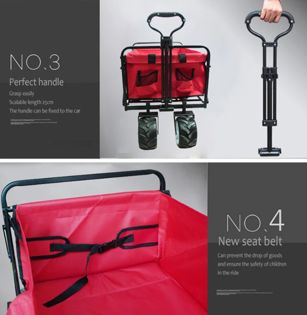CRONY Ym-003 Folding Shopping Cart With Cover For Beachside Camping Outdoor Heavy Duty Portable Trolley /Blue - Edragonmall.com