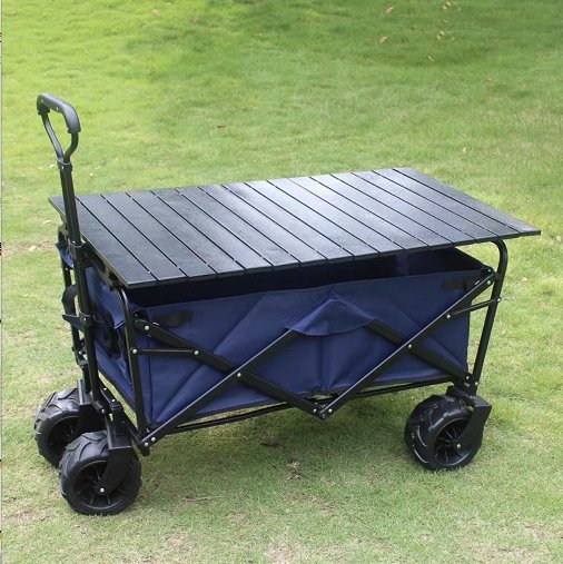 CRONY Ym-003 Folding Shopping Cart With Cover For Beachside Camping Outdoor Heavy Duty Portable Trolley /Blue - Edragonmall.com