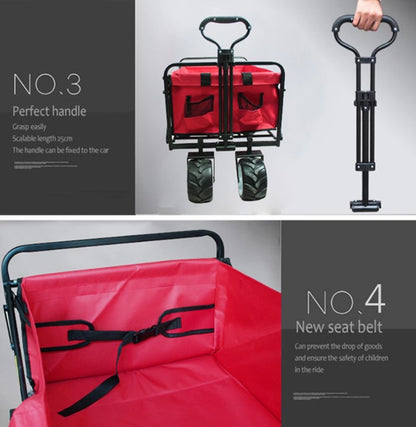 CRONY Ym-003 Folding Shopping Cart With Cover For Beachside Camping Outdoor Heavy Duty Portable Trolley /Red - Edragonmall.com