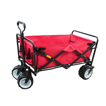 CRONY Ym-003 Folding Shopping Cart With Cover For Beachside Camping Outdoor Heavy Duty Portable Trolley /Red - Edragonmall.com
