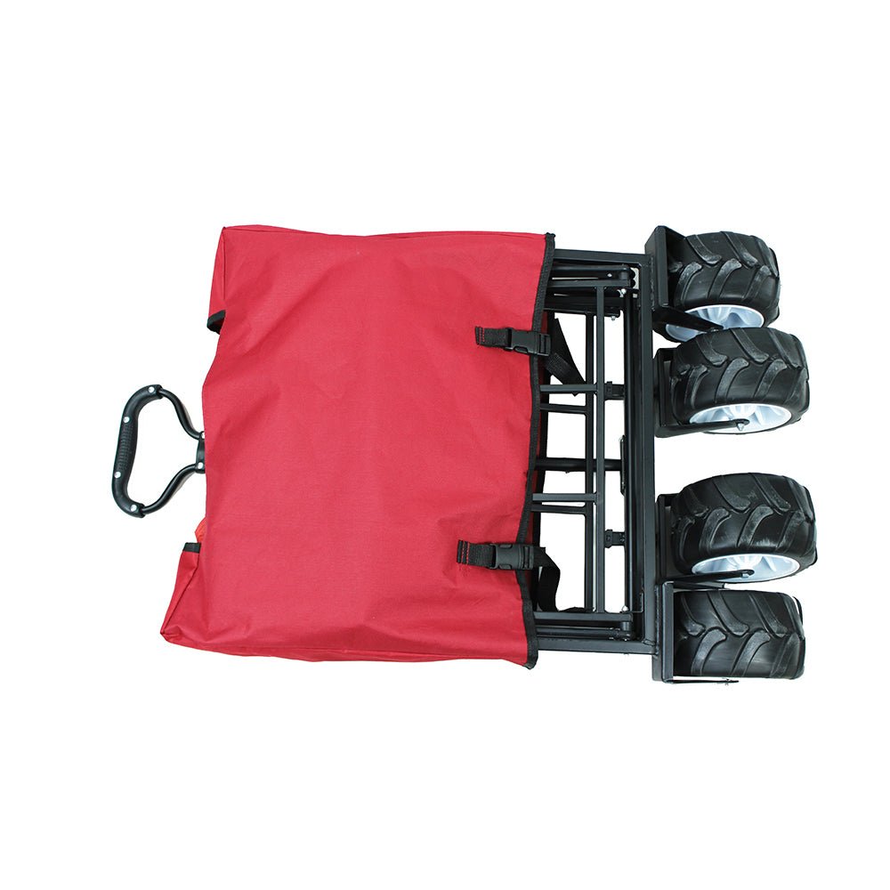CRONY Ym-003 Folding Shopping Cart With Cover For Beachside Camping Outdoor Heavy Duty Portable Trolley /Red - Edragonmall.com
