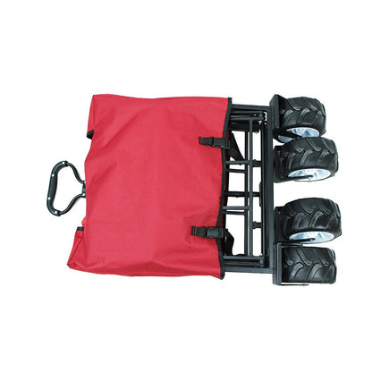 CRONY Ym-003 Folding Shopping Cart With Cover For Beachside Camping Outdoor Heavy Duty Portable Trolley /Red - Edragonmall.com