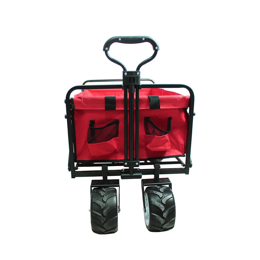 CRONY Ym-003 Folding Shopping Cart With Cover For Beachside Camping Outdoor Heavy Duty Portable Trolley /Red - Edragonmall.com