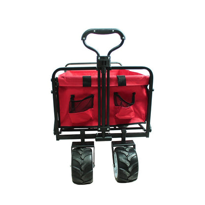 CRONY Ym-003 Folding Shopping Cart With Cover For Beachside Camping Outdoor Heavy Duty Portable Trolley /Red - Edragonmall.com
