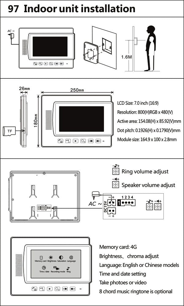 CRONY ZDL-97M 4GB Doorphone Video doorphone - Edragonmall.com