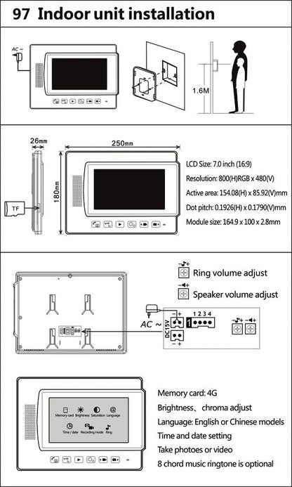 CRONY ZDL-97M 4GB Doorphone Video doorphone - Edragonmall.com