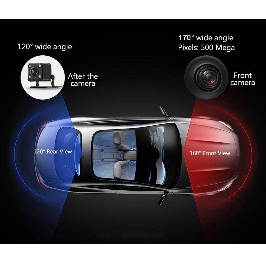 CRPNY D208 Dual-Camera pushbutton dashcam Car Vehicle Blackbox DVR Dash Camera Night Vision Video Driving Recorder - Edragonmall.com