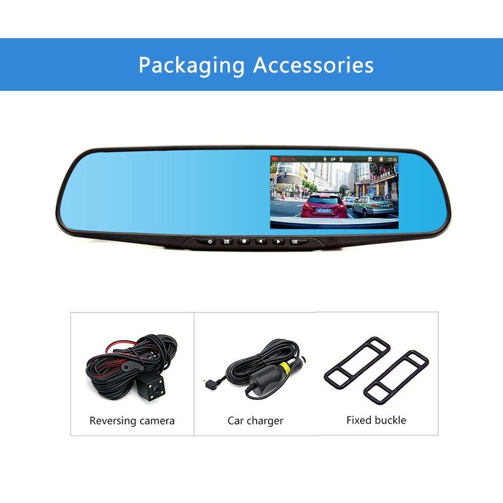 CRPNY D208 Dual-Camera pushbutton dashcam Car Vehicle Blackbox DVR Dash Camera Night Vision Video Driving Recorder - Edragonmall.com
