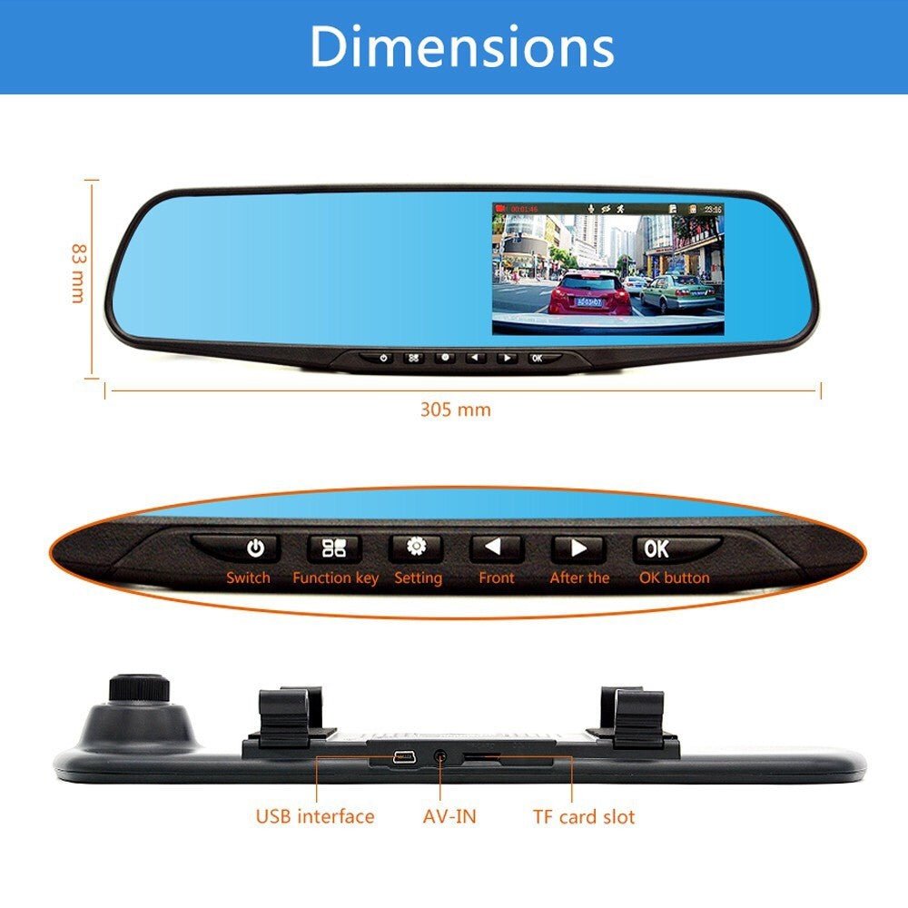 CRPNY D208 Dual-Camera pushbutton dashcam Car Vehicle Blackbox DVR Dash Camera Night Vision Video Driving Recorder - Edragonmall.com