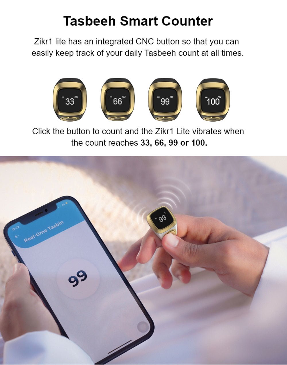 E01 Smart ring Smart Tasbeehi Ring Counter Tasbih Ring Prayer Ring - Edragonmall.com