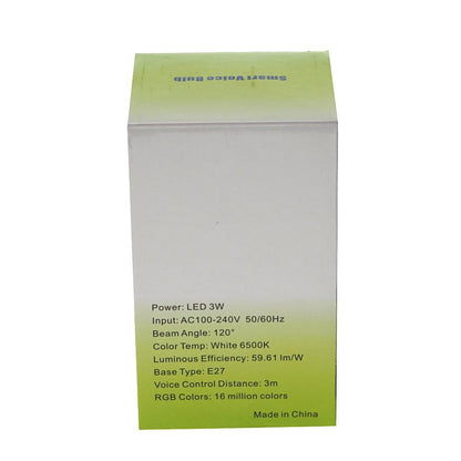 E27 3w Smart Voice Control Led Bulb-warm White Light White - Edragonmall.com