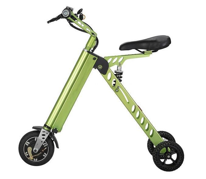 H9-3 Fashion Two Wheels Electric Folding Bicycle 36V Lightweight Small Electric Bike 13.5kg E-Bike Green - Edragonmall.com