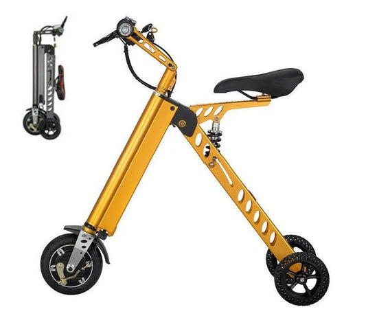 H9-3 Fashion Two Wheels Electric Folding Bicycle 36V Lightweight Small Electric Bike 13.5kg E-Bike Yellow - Edragonmall.com