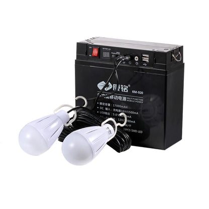 KAMISAFE KM920 Multifunctional Battery with Two 5 Watt Bulbs Portable Power Station for Camping Fishing - Edragonmall.com