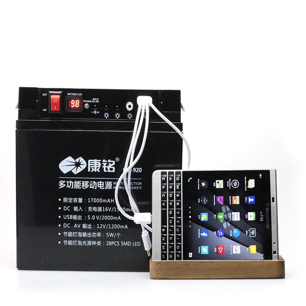 KAMISAFE KM920 Multifunctional Battery with Two 5 Watt Bulbs Portable Power Station for Camping Fishing - Edragonmall.com
