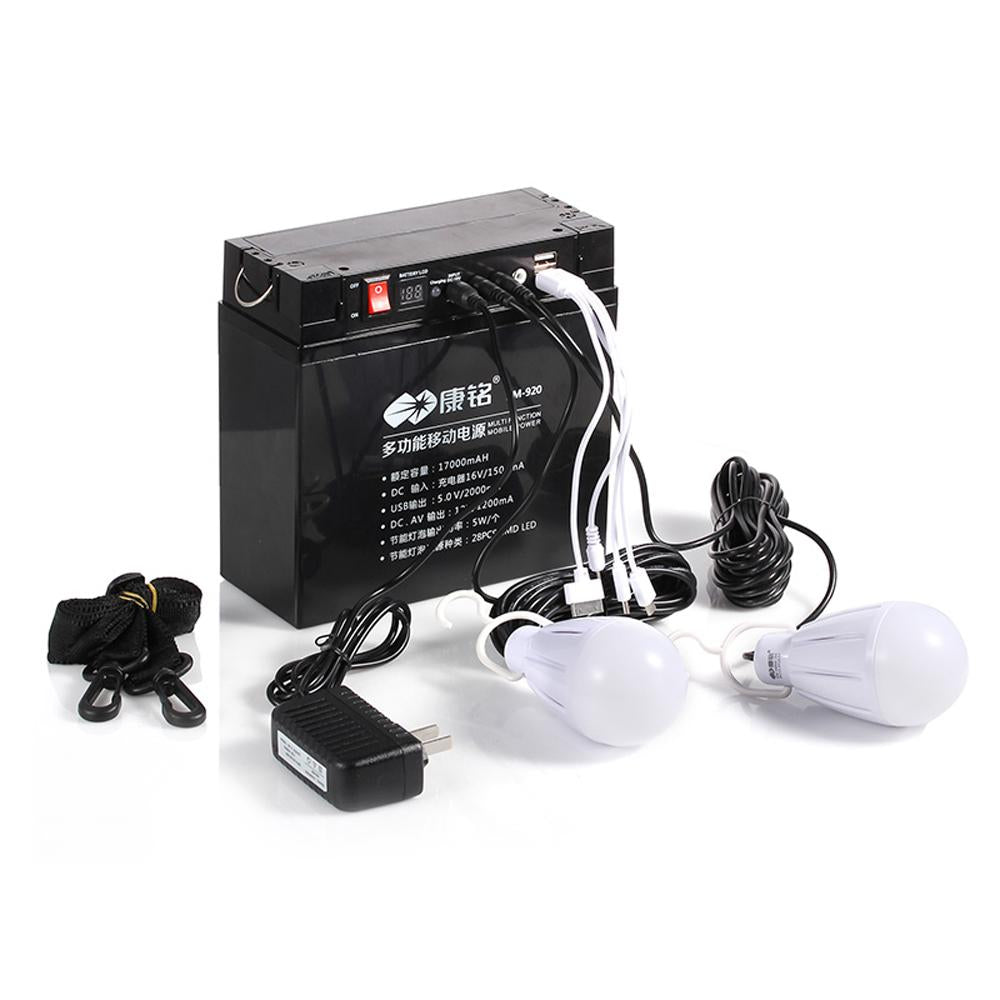 KAMISAFE KM920 Multifunctional Battery with Two 5 Watt Bulbs Portable Power Station for Camping Fishing - Edragonmall.com