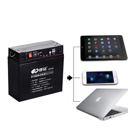 KAMISAFE KM920 Multifunctional Battery with Two 5 Watt Bulbs Portable Power Station for Camping Fishing - Edragonmall.com