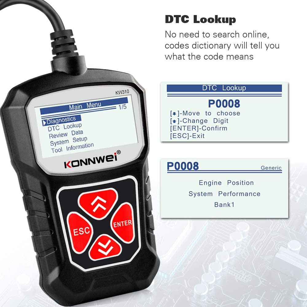 KONNWEI KW310 CAN OBD Scan Tool OBD2 Scanner Full OBDII - Edragonmall.com