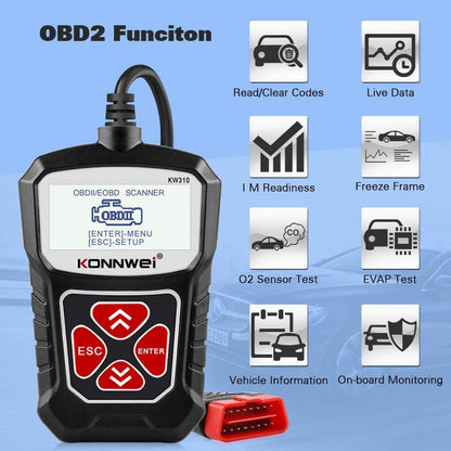 KONNWEI KW310 CAN OBD Scan Tool OBD2 Scanner Full OBDII - Edragonmall.com