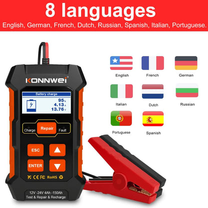 KONNWEI KW520 12V/10A-24V/5A Battery Tester+Charger+Repair Tool with tester and repair function - Edragonmall.com
